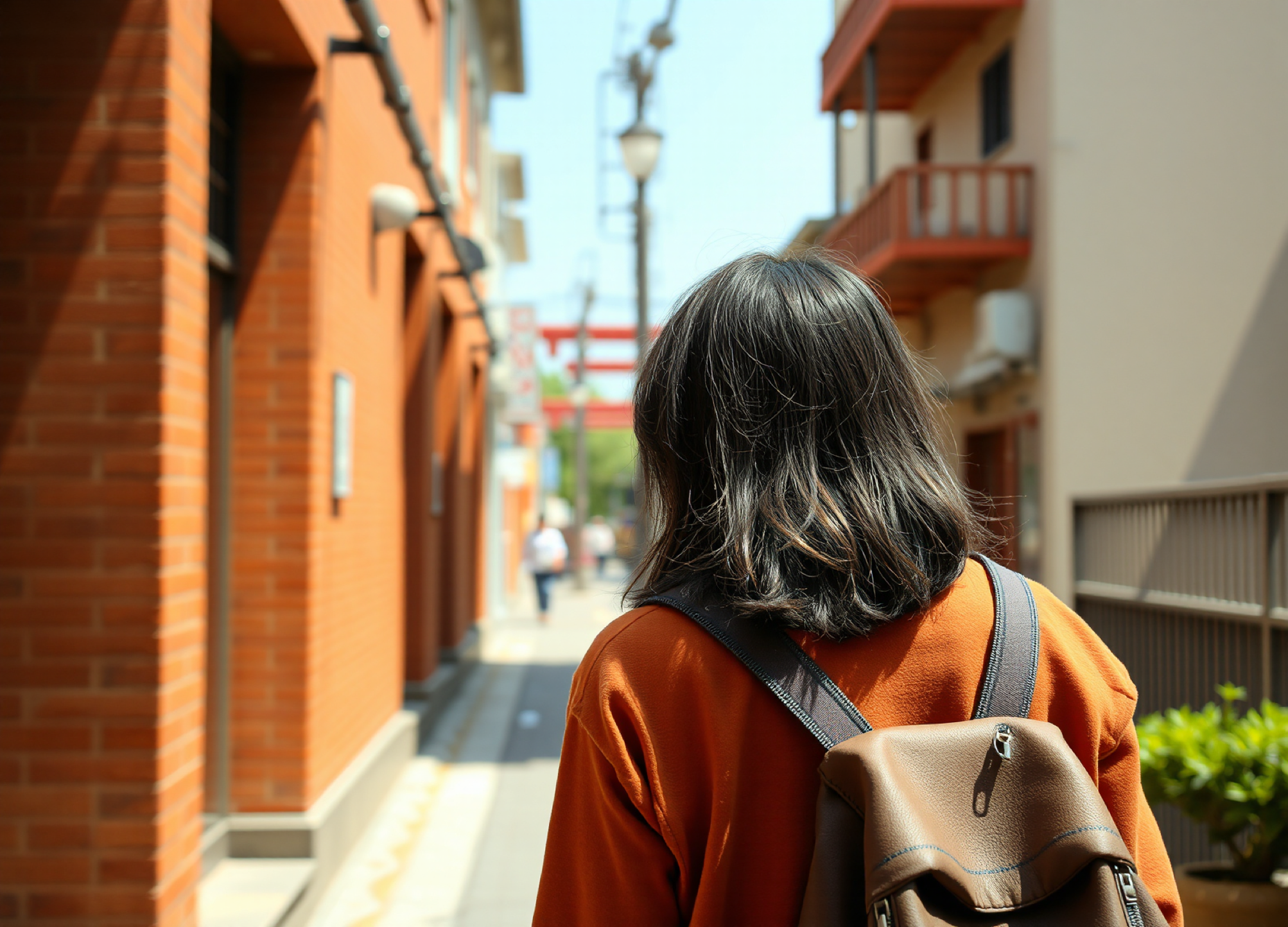 standing girl with backpack