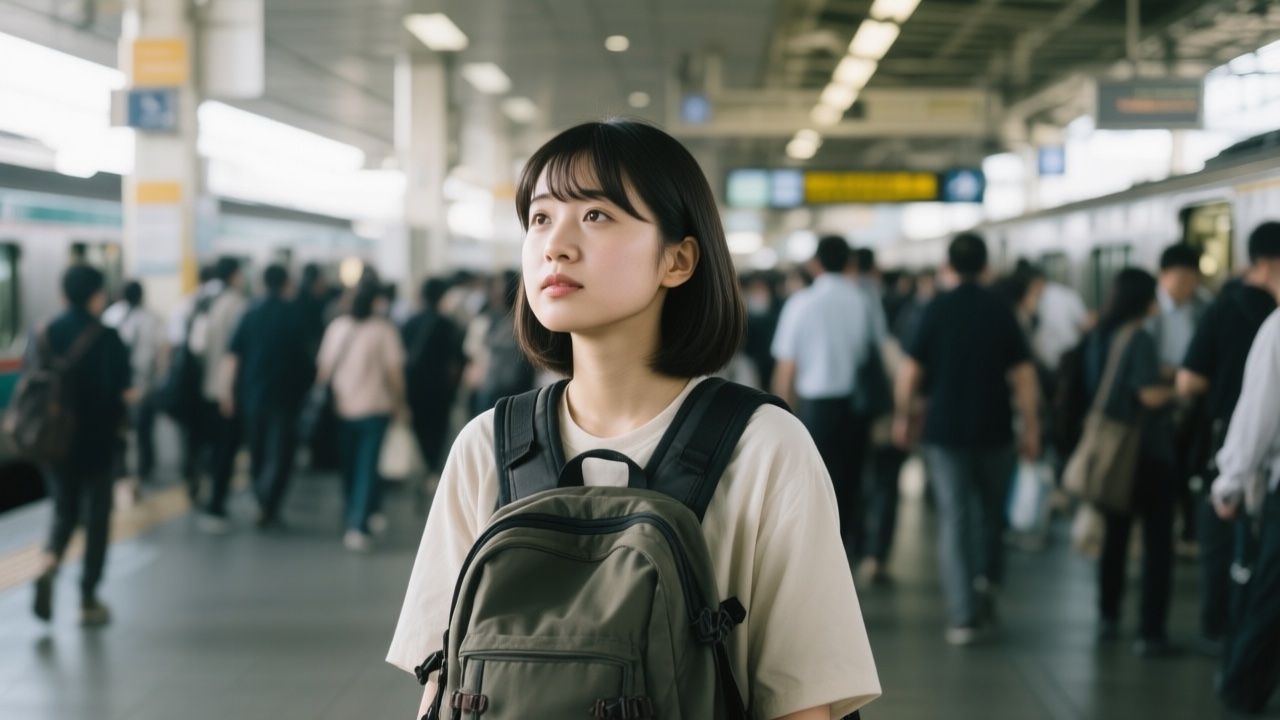 フェルト生地でできた小さな赤いハートをつまんで持つ手の画像